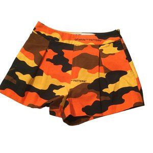 Off White Main Label Virgil Abloh Camouflage Shorts Small S SM Orange Brown
